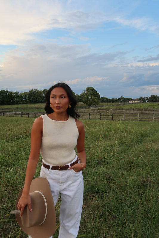 Rowan Boat Neck Tank | Cream