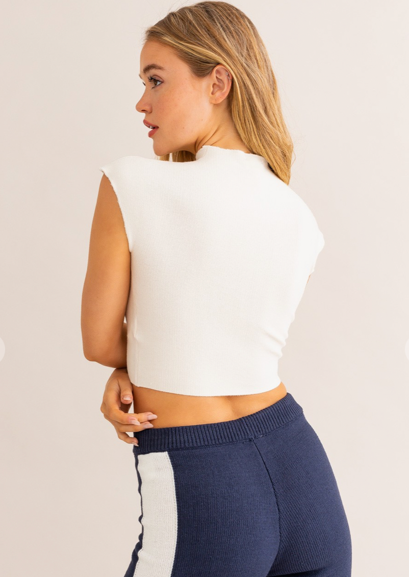 Varsity Knit Ivory Top