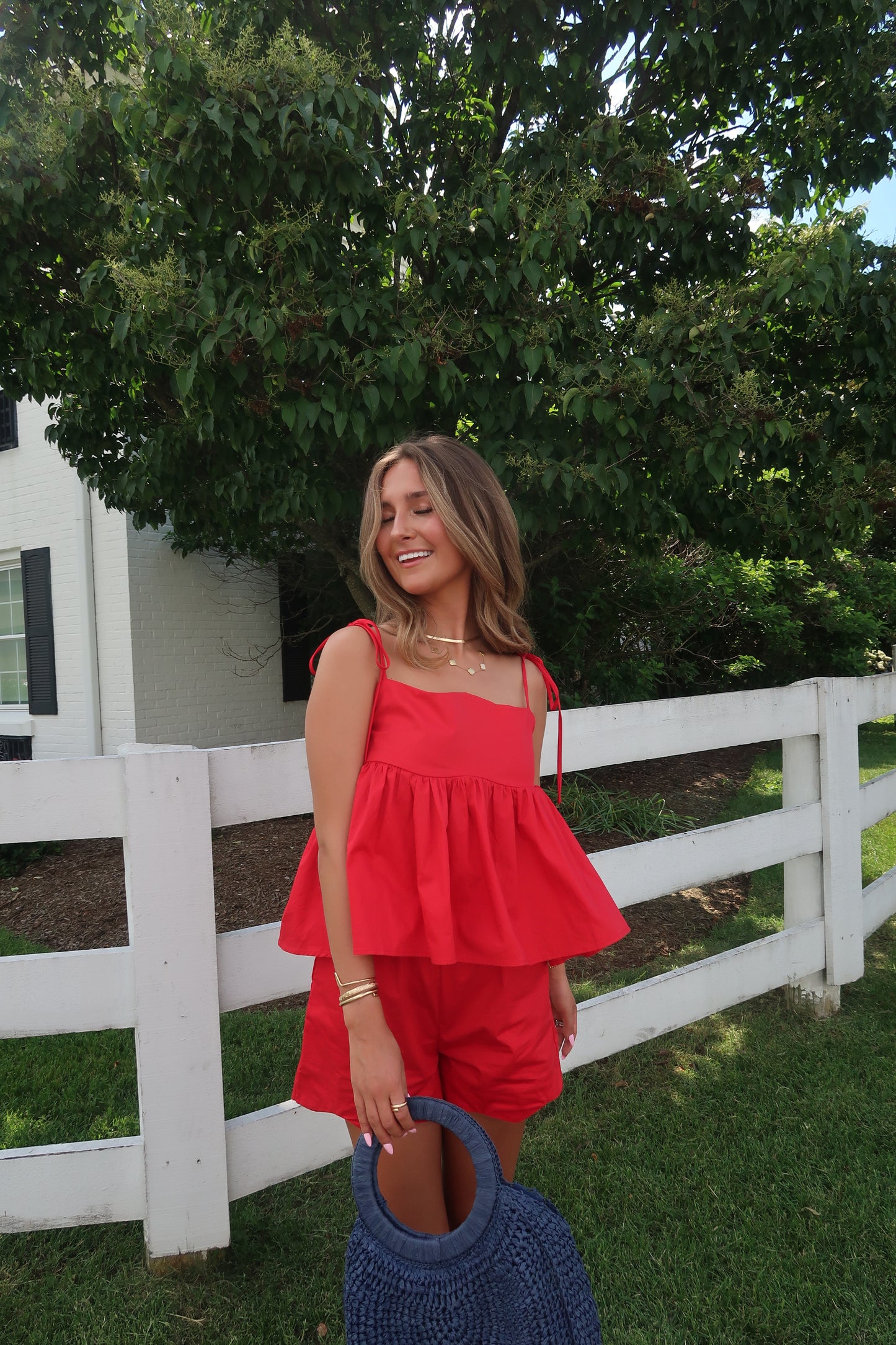Liberty Red Scallop Shorts