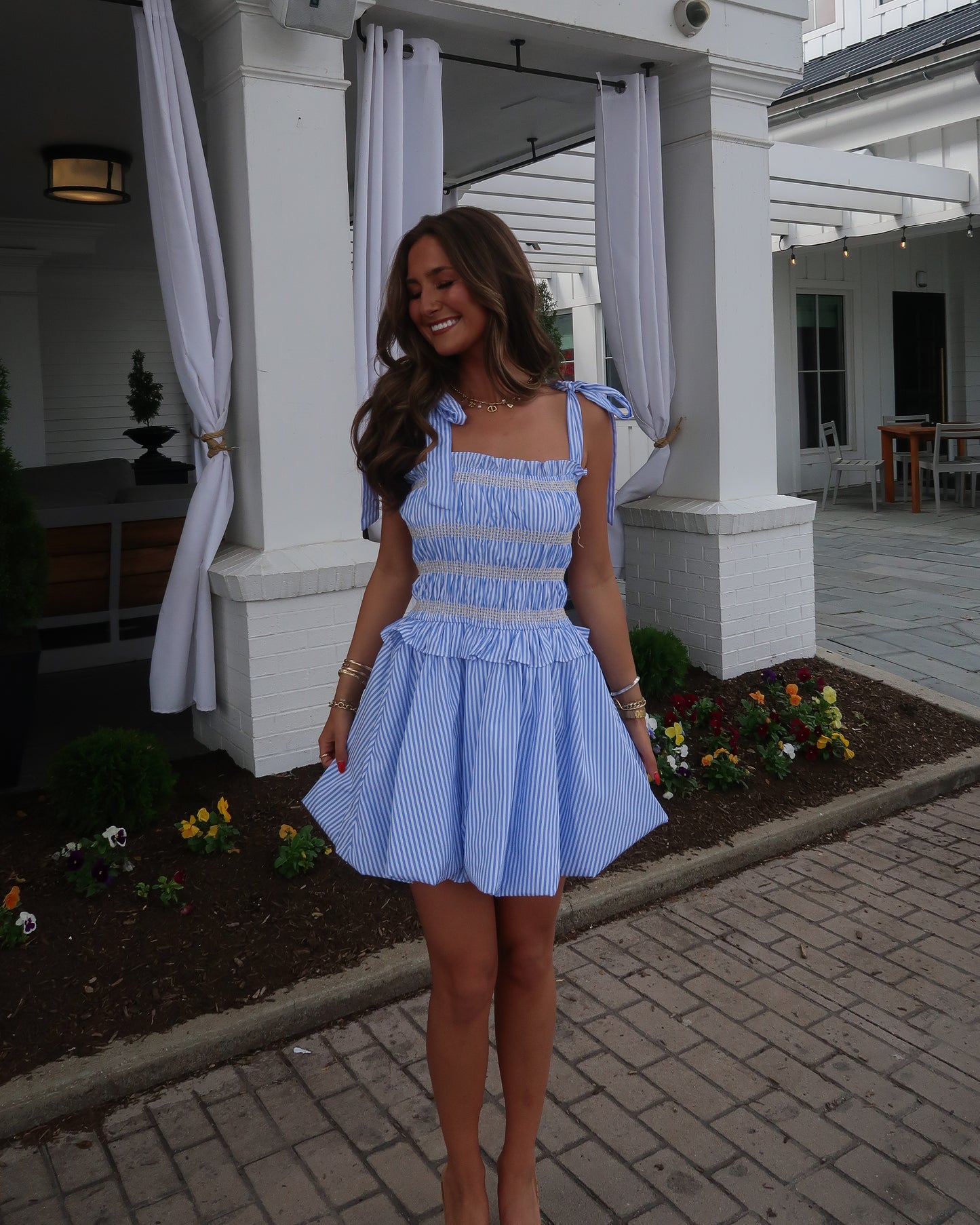 Marley Stripe Bubble Dress | Blue