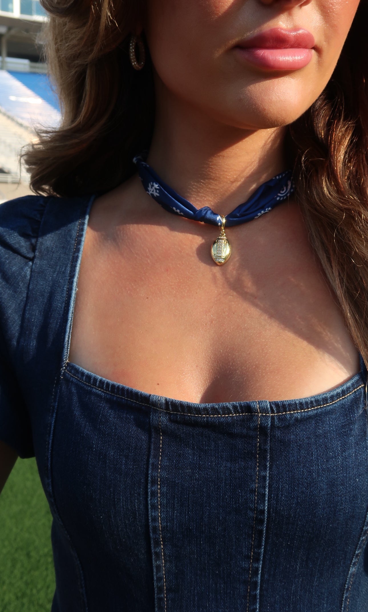 Scarf Charm Necklace | Blue Bandana | Football