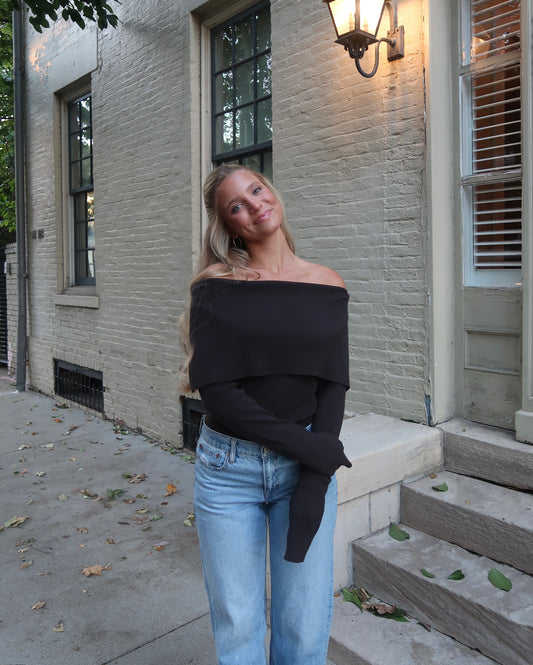 Ryley Off-Shoulder Knit | Espresso