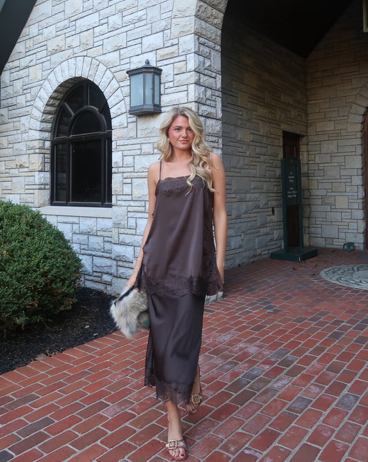 Bridget Brown Satin Set