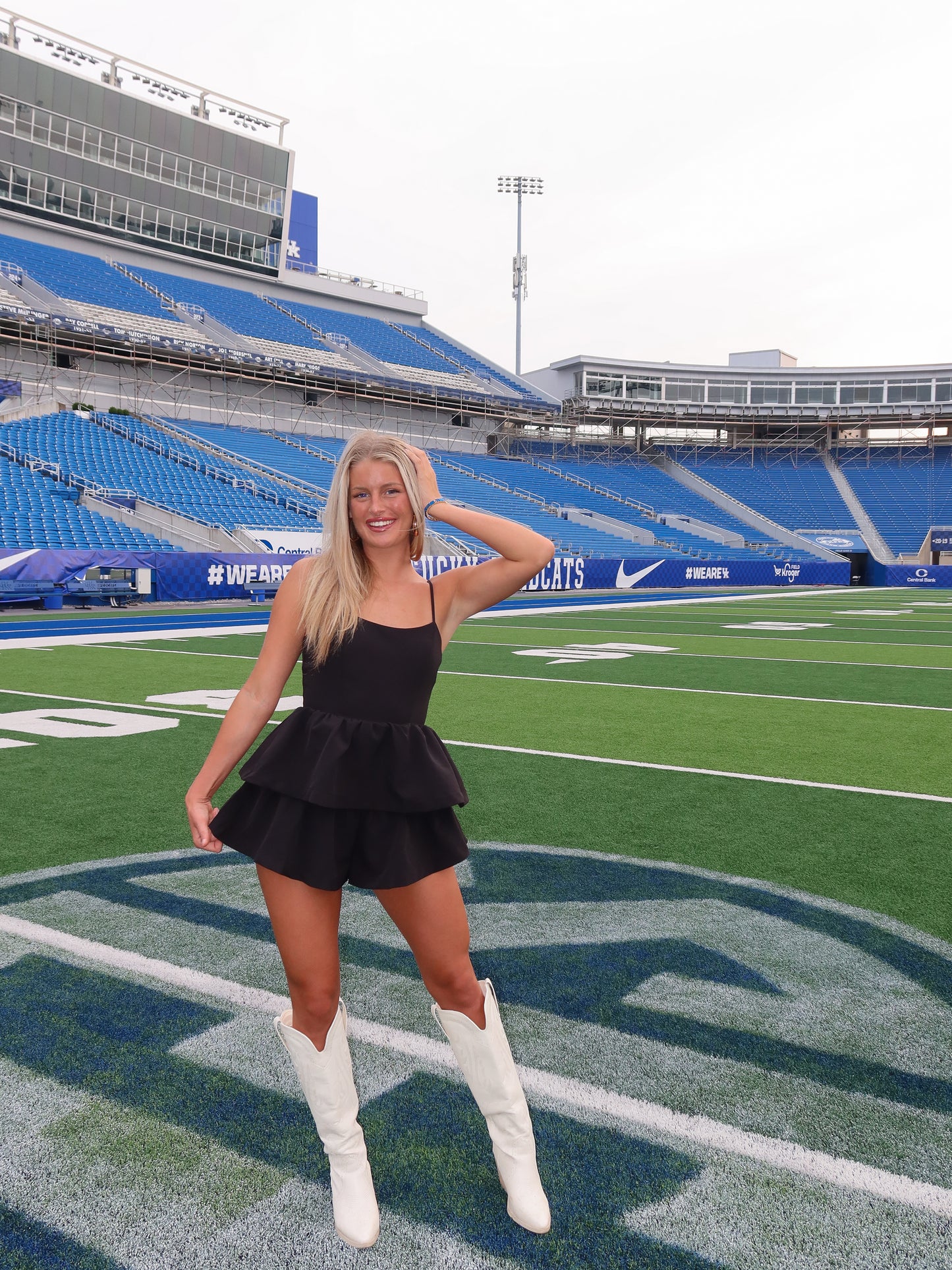 Tailgate Ready Black Ruffle Romper