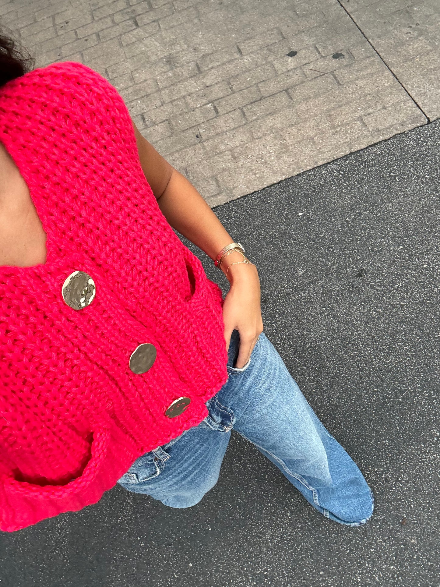 Eli Knit Vest | Red