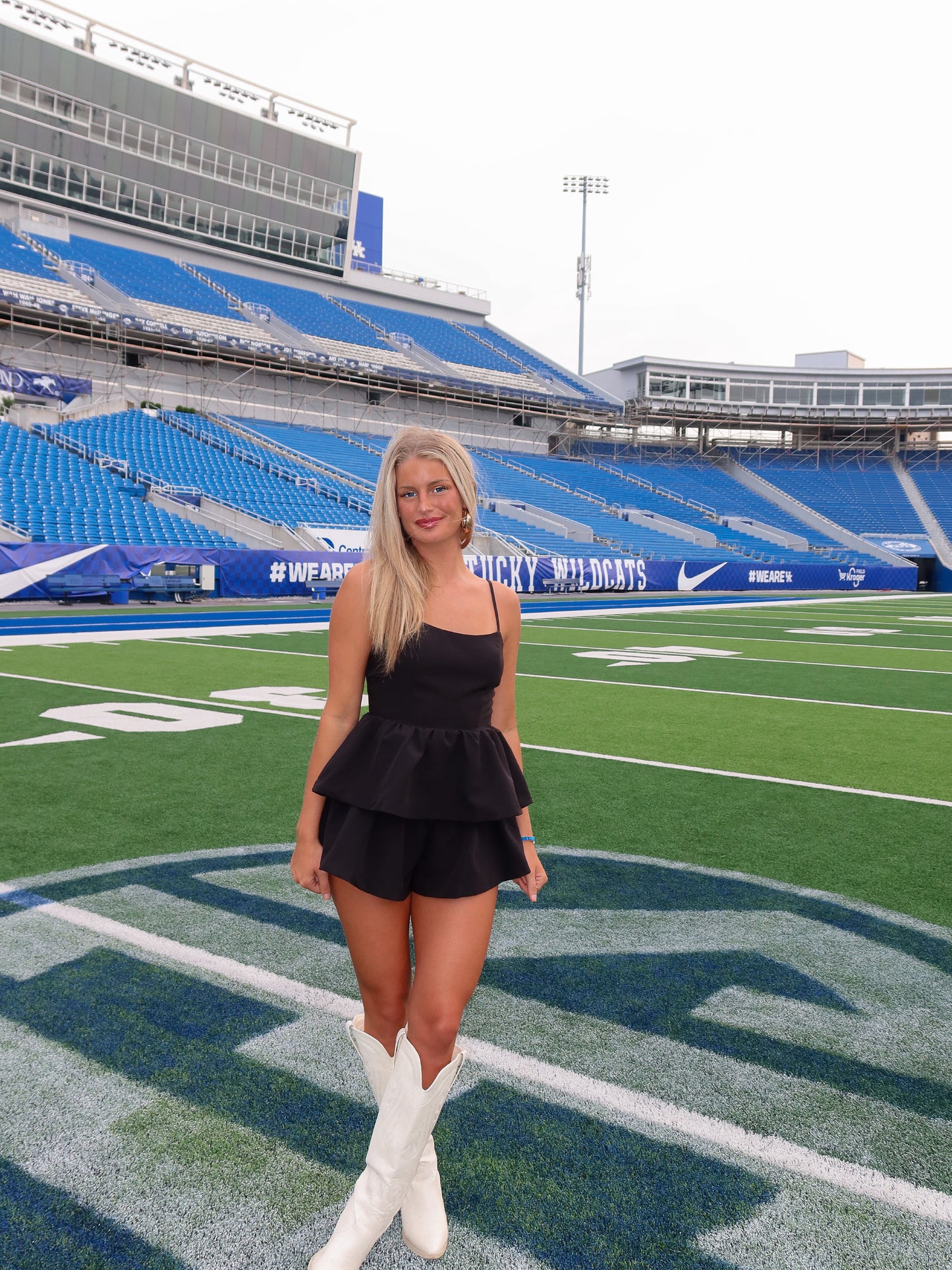 Tailgate Ready Black Ruffle Romper