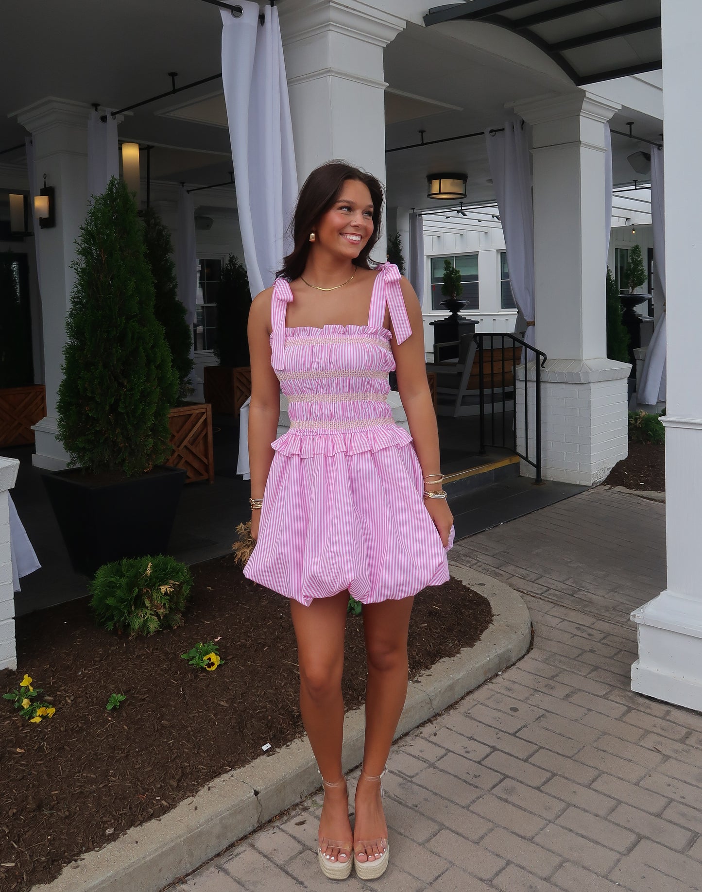 Marley Stripe Bubble Dress | Pink