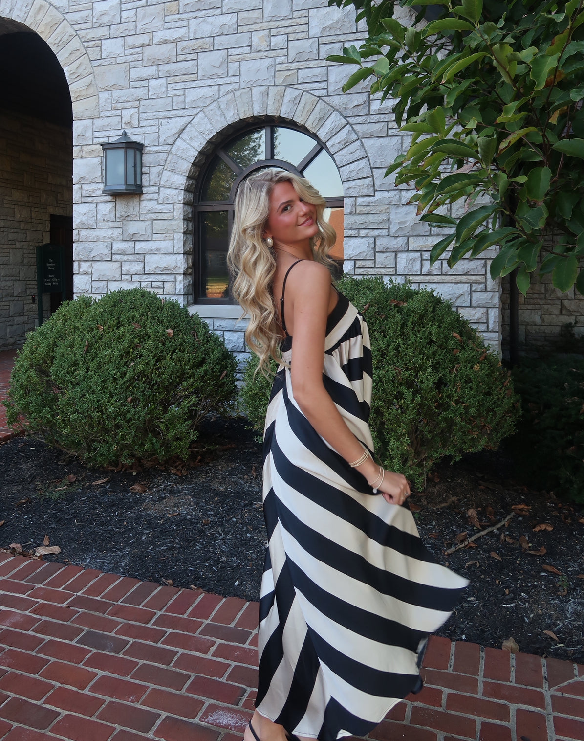 Elle Stripe Midi Dress