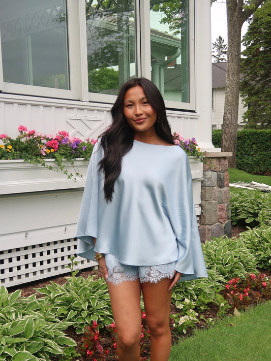 Something Blue Satin Shorts