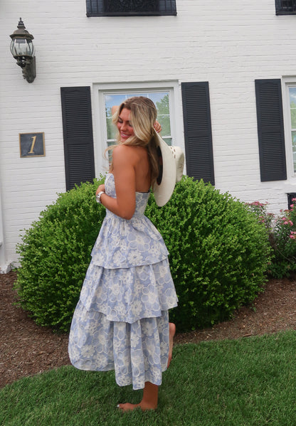 Matilde Blue Tiered Midi Dress