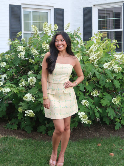 Charlotte Tweed Mini Dress | Butter Yellow