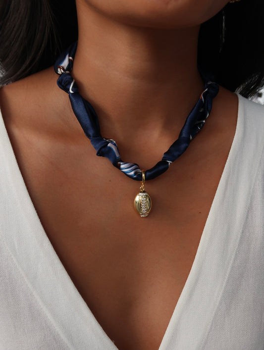 Scarf Charm Necklace | Navy | Football