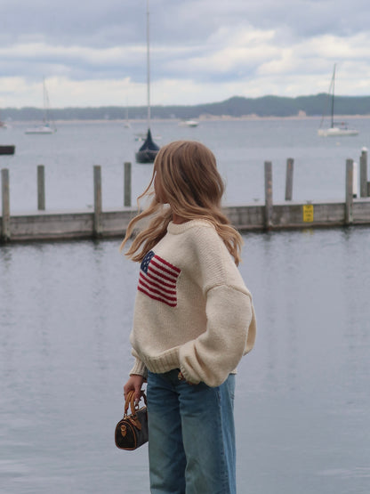 Ralph American Flag Sweater | Cream