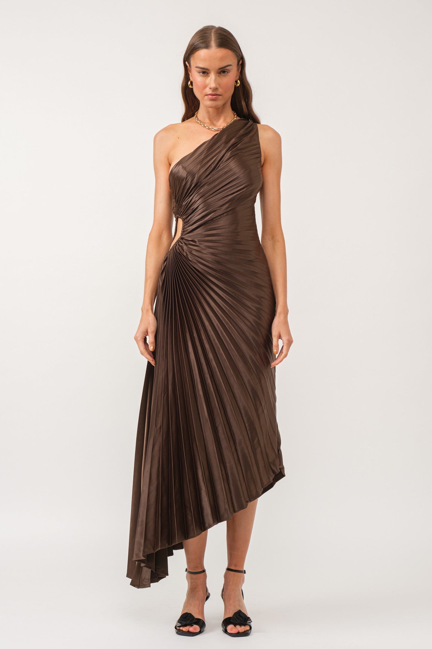 Alice Brown Pleated Satin Dress