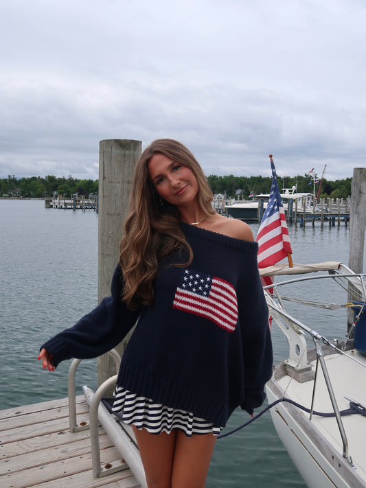 Ralph American Flag Sweater | Navy