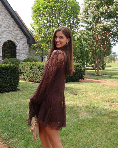 Emerson Lace Mini Dress | Brown