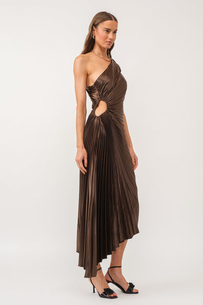 Alice Brown Pleated Satin Dress