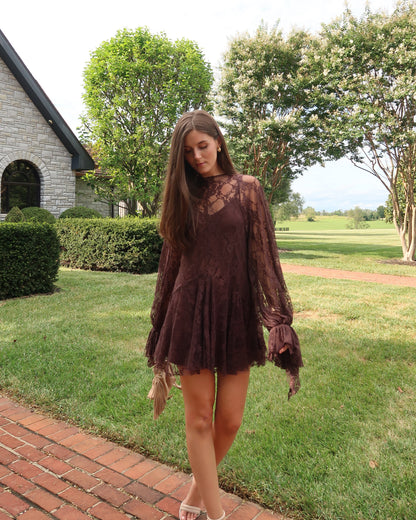 Emerson Lace Mini Dress | Brown