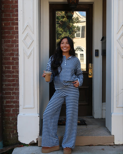 Cloud Knit Stripe Pants | Powder Blue