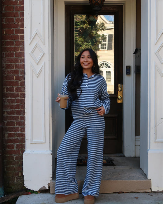 Cloud Knit Stripe Pants | Powder Blue