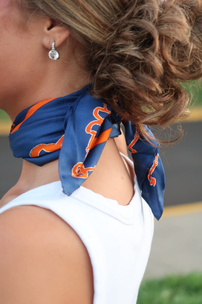 Scarf Necklace | Navy + Orange | Horsebit