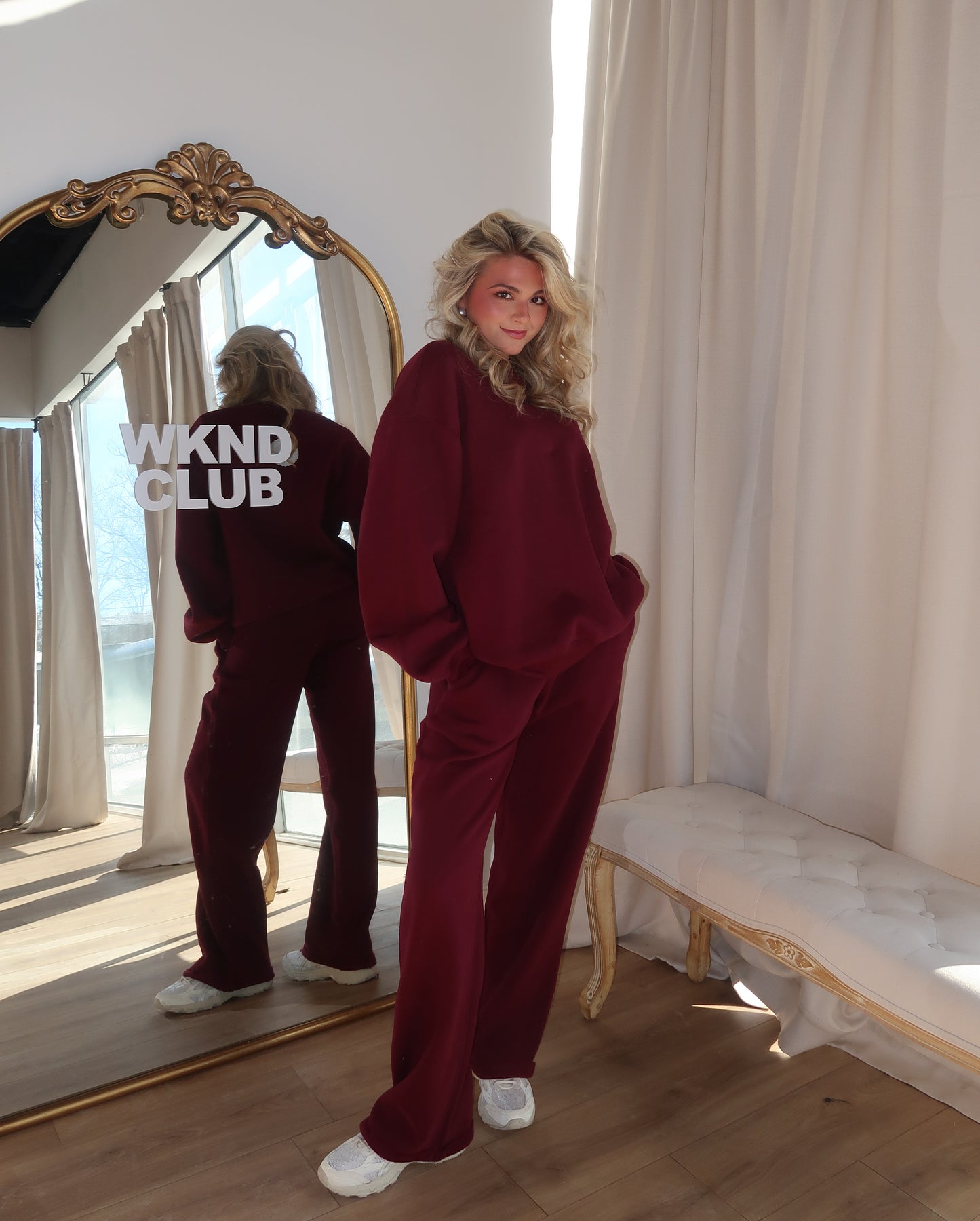 Haven Wide Leg Sweatpants | Black Cherry