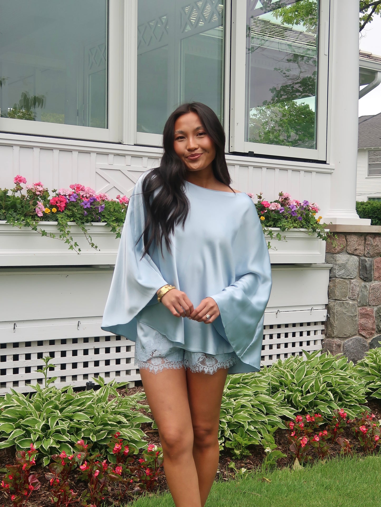 Something Blue Satin Cape