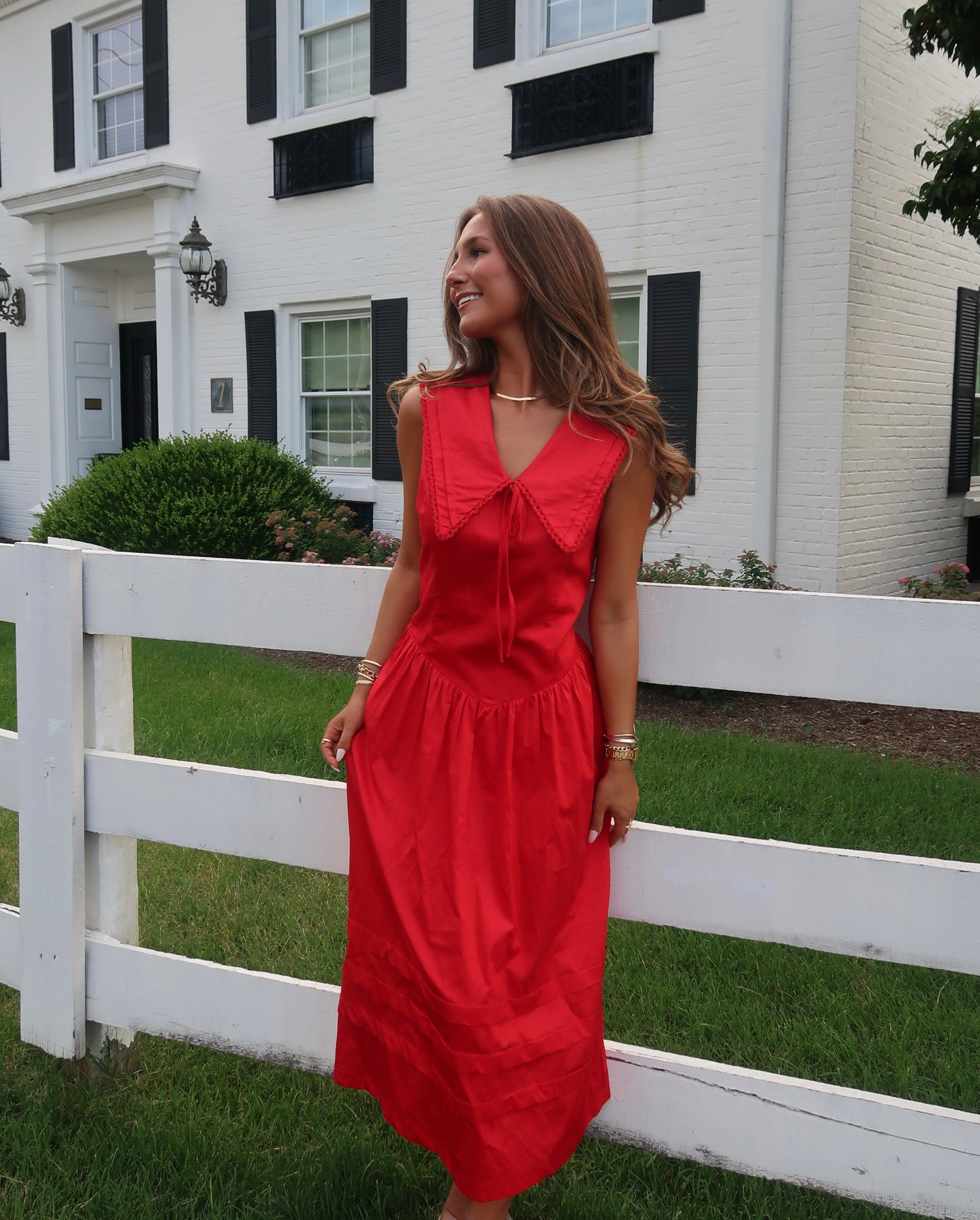 Alice Poplin Midi Dress | Red