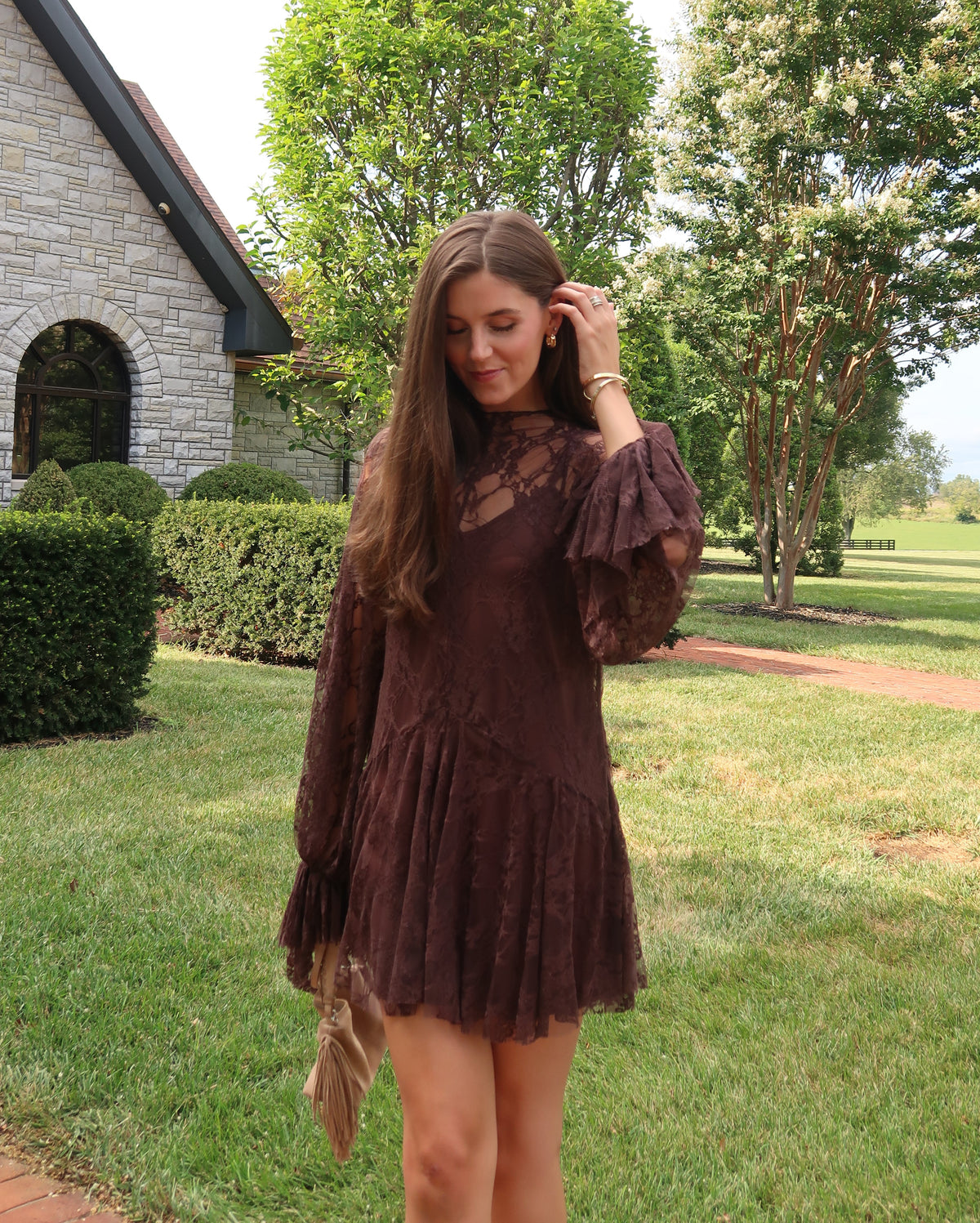 Emerson Lace Mini Dress | Brown