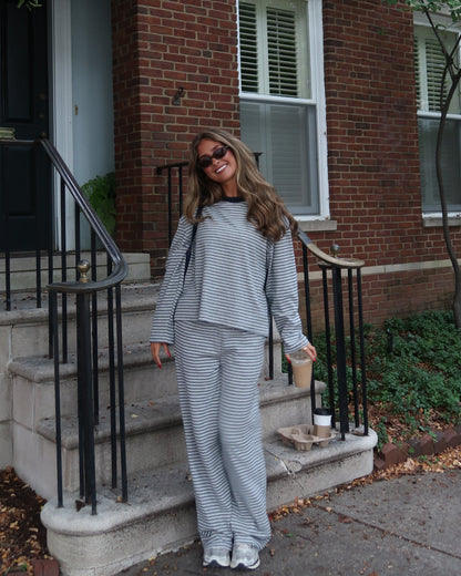 Campus Stripe Pants | Grey
