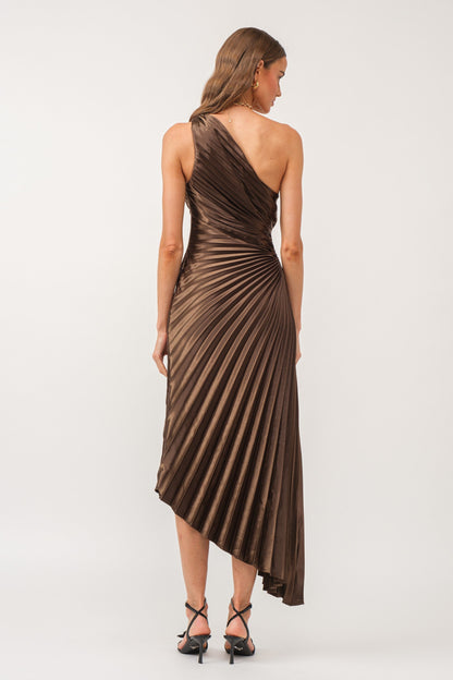 Alice Brown Pleated Satin Dress