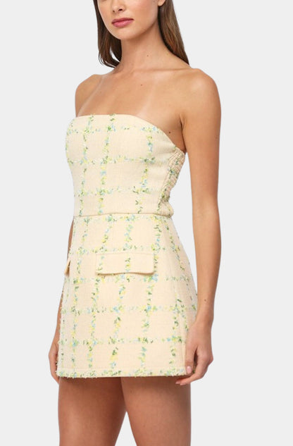 Charlotte Tweed Mini Dress | Butter Yellow