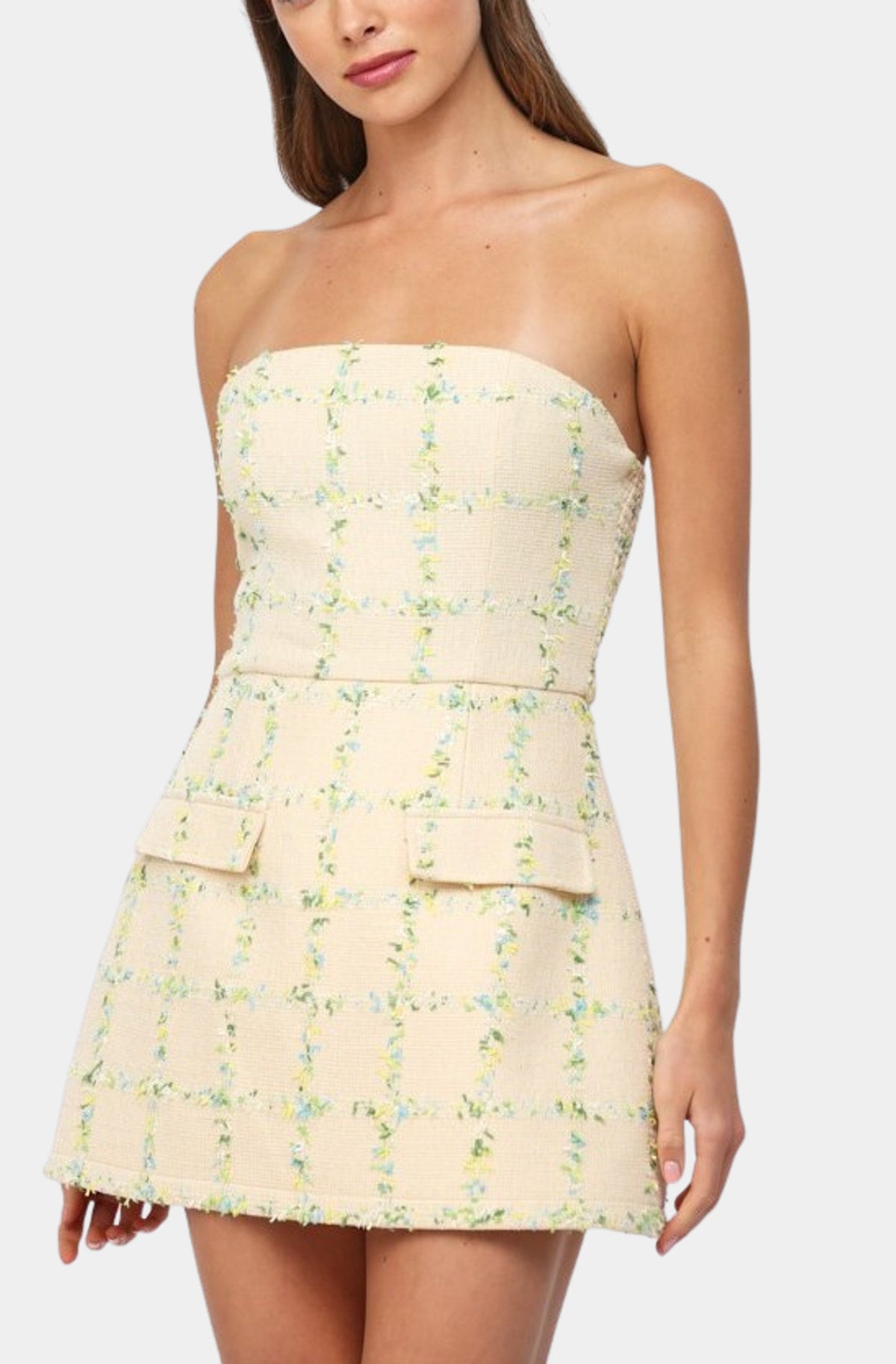 Charlotte Tweed Mini Dress | Butter Yellow