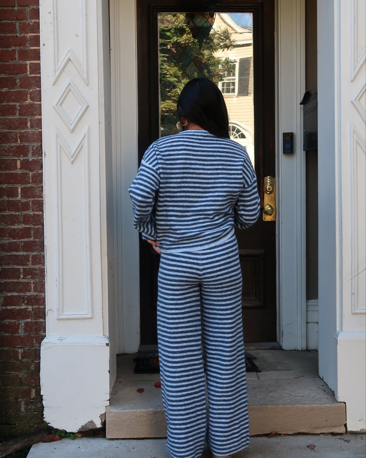 Cloud Knit Stripe Pants | Powder Blue