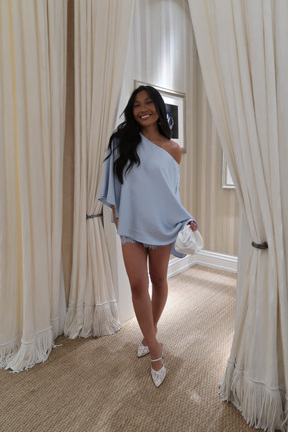 Something Blue Satin Cape