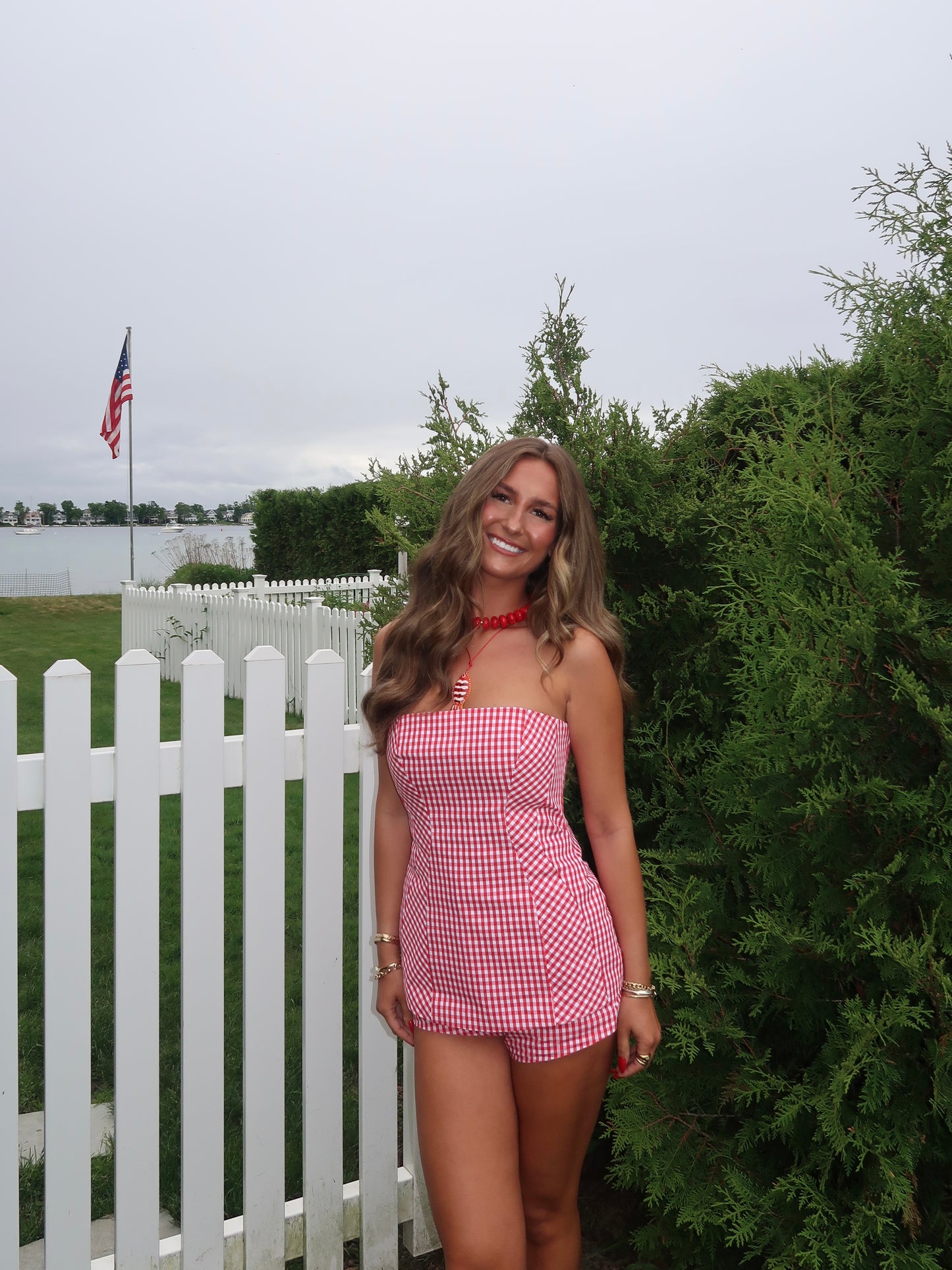 American Honey Gingham Set | Red