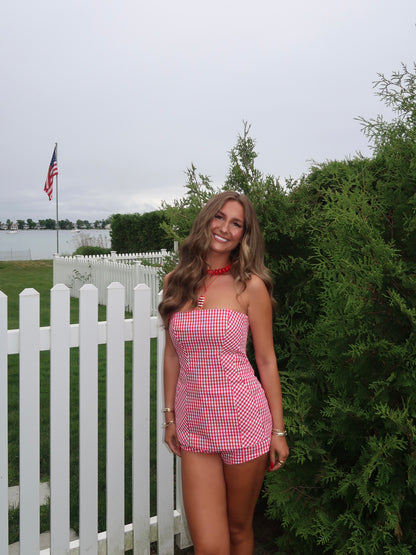 American Honey Gingham Set | Red