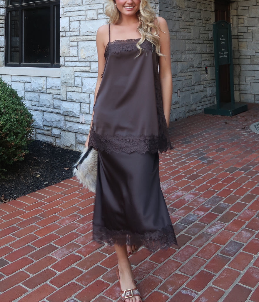 Bridget Brown Satin Set