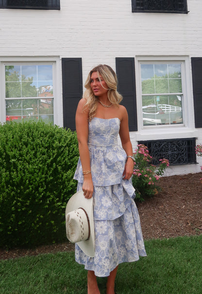 Matilde Blue Tiered Midi Dress