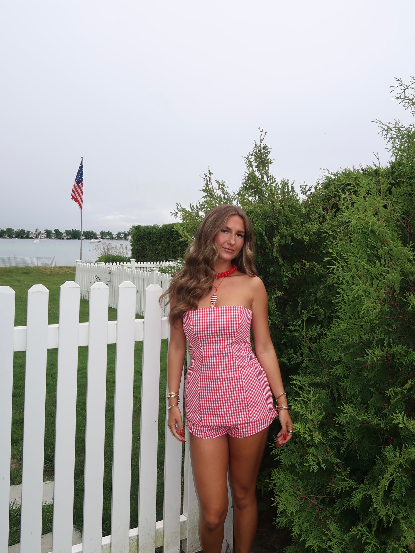 American Honey Gingham Set | Red