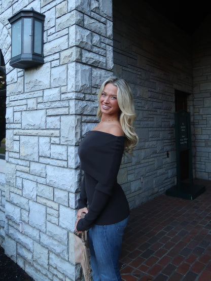 Ryley Off-Shoulder Knit | Espresso