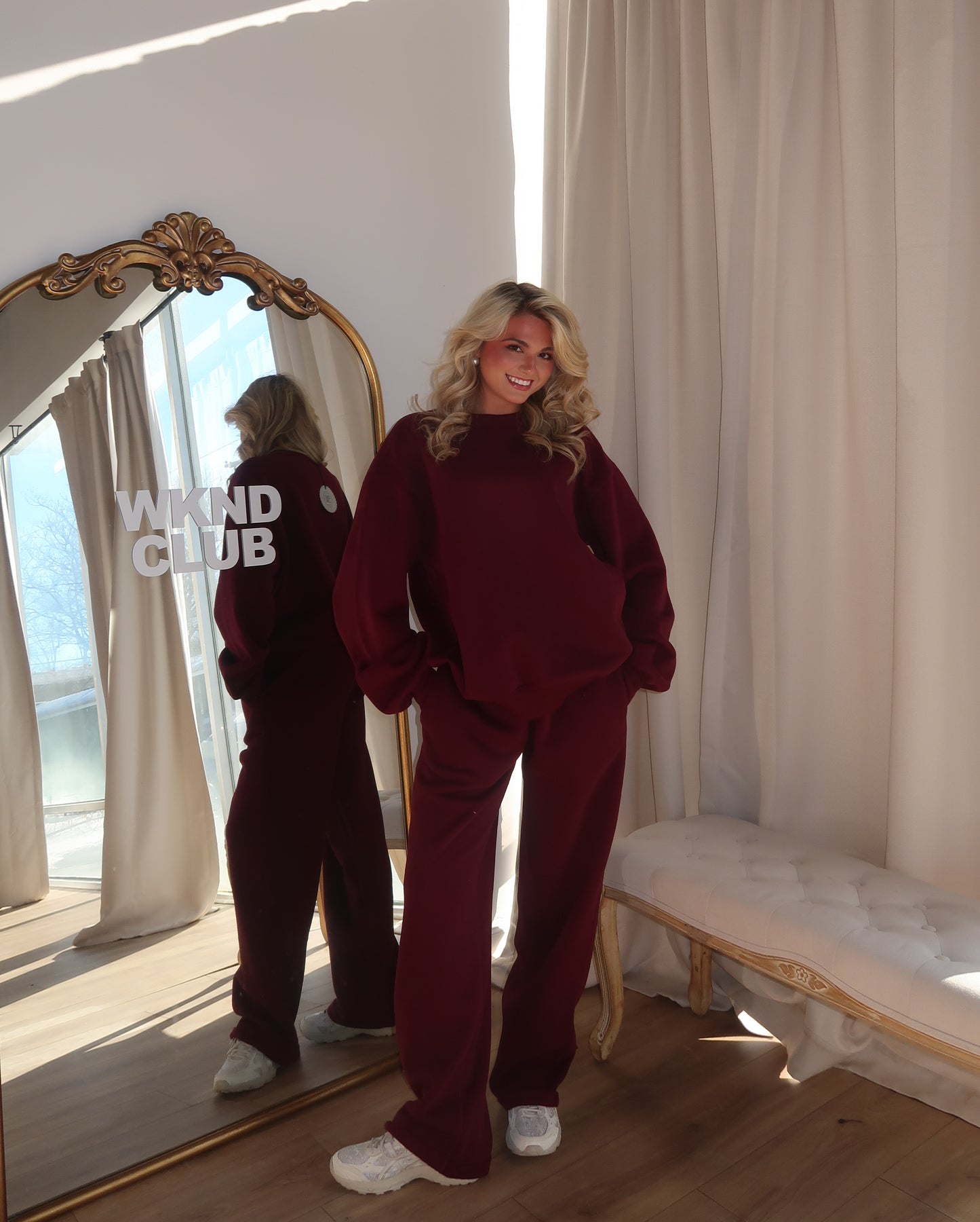 Haven Wide Leg Sweatpants | Black Cherry