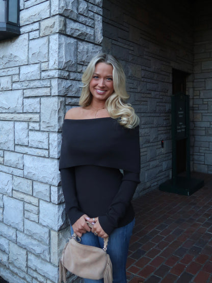 Ryley Off-Shoulder Knit | Espresso