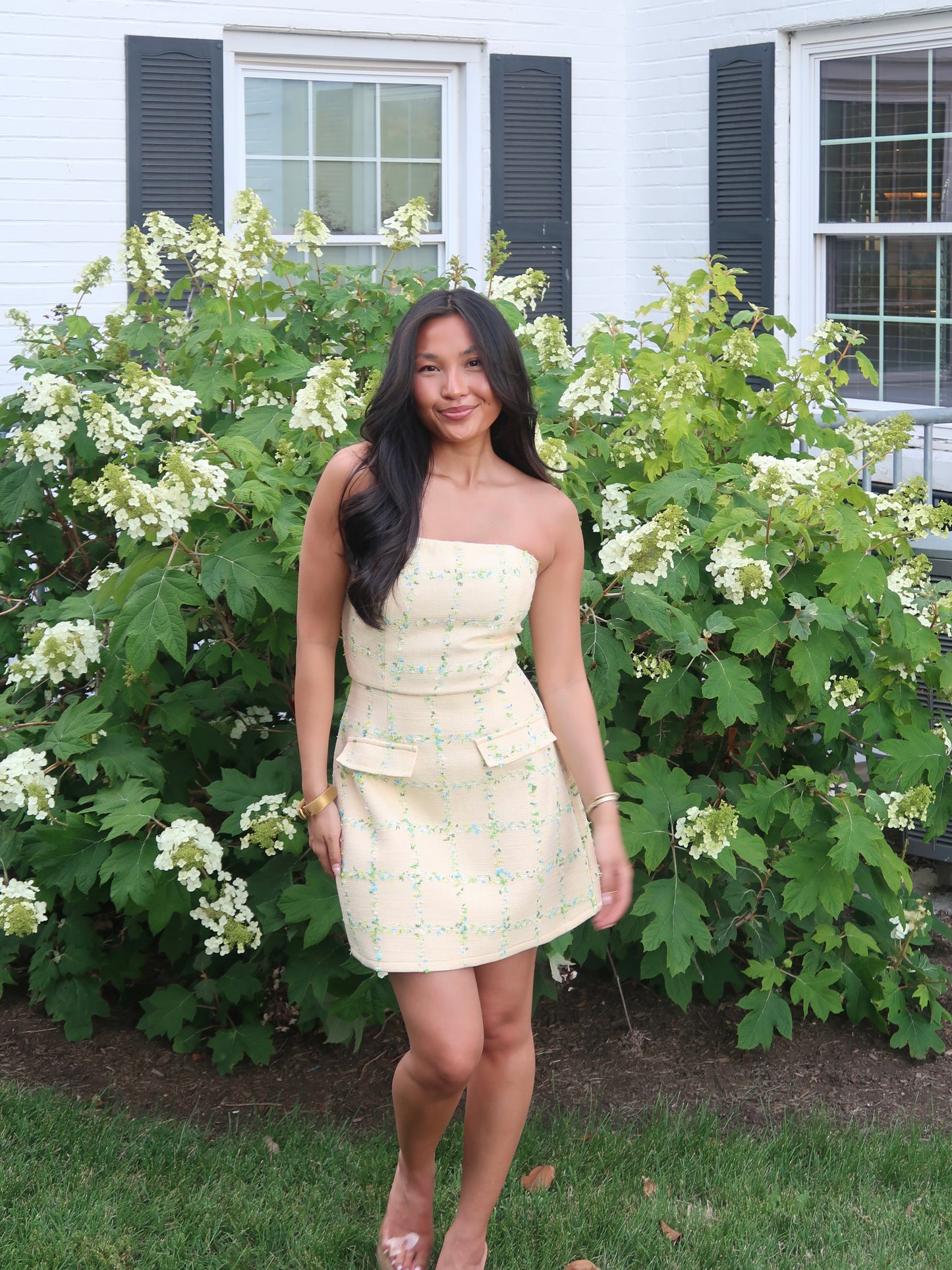 Charlotte Tweed Mini Dress | Butter Yellow