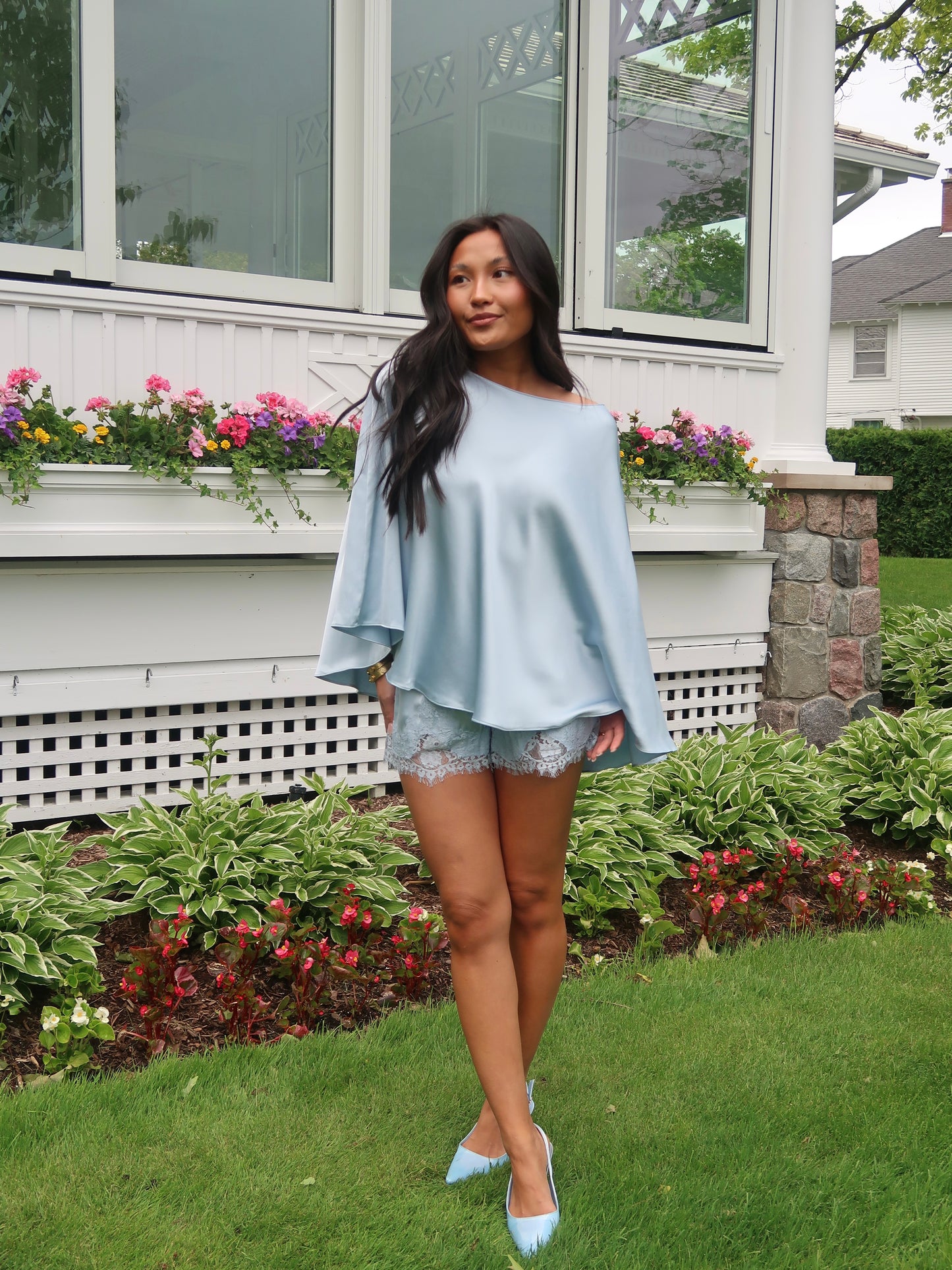 Something Blue Satin Cape