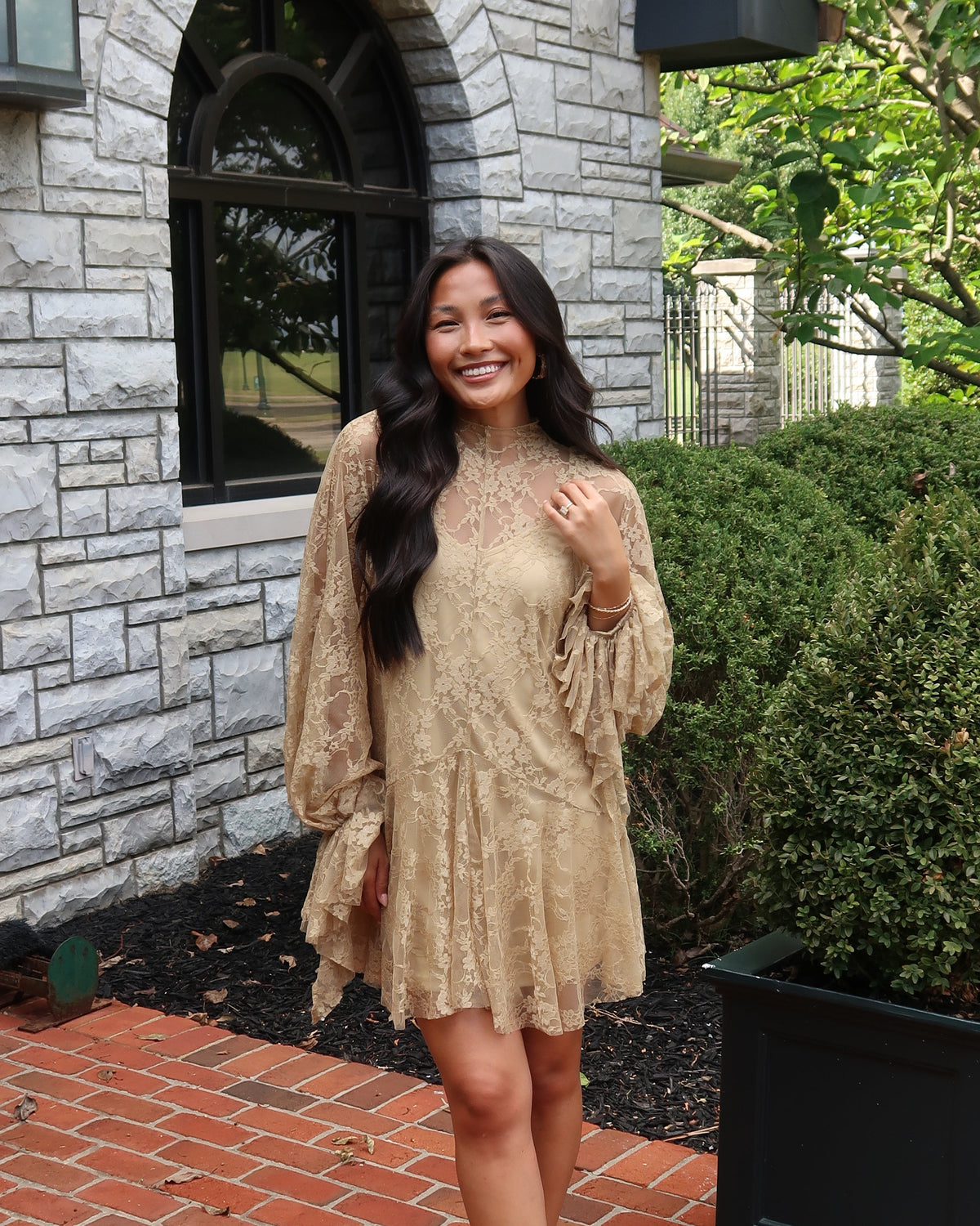 Emerson Lace Mini Dress | Moss Green
