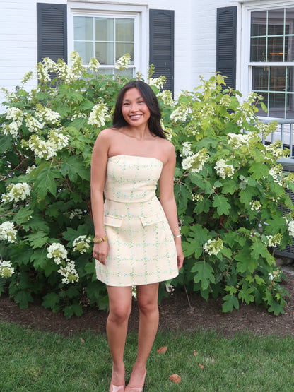 Charlotte Tweed Mini Dress | Butter Yellow
