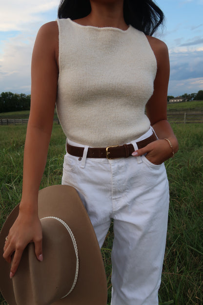 Rowan Boat Neck Tank | Cream