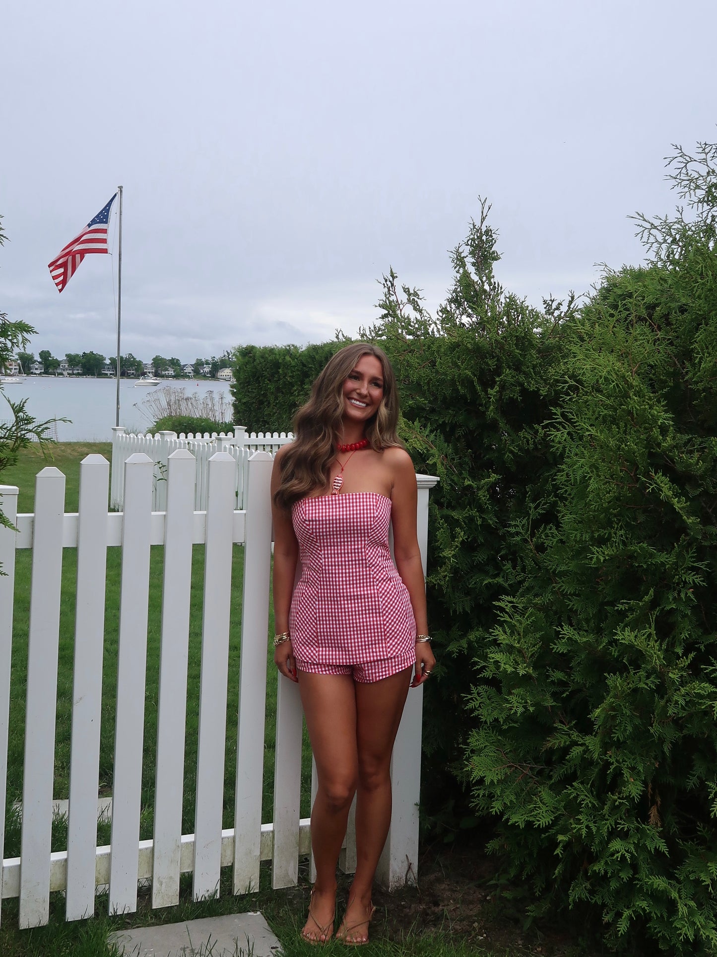 American Honey Gingham Set | Red