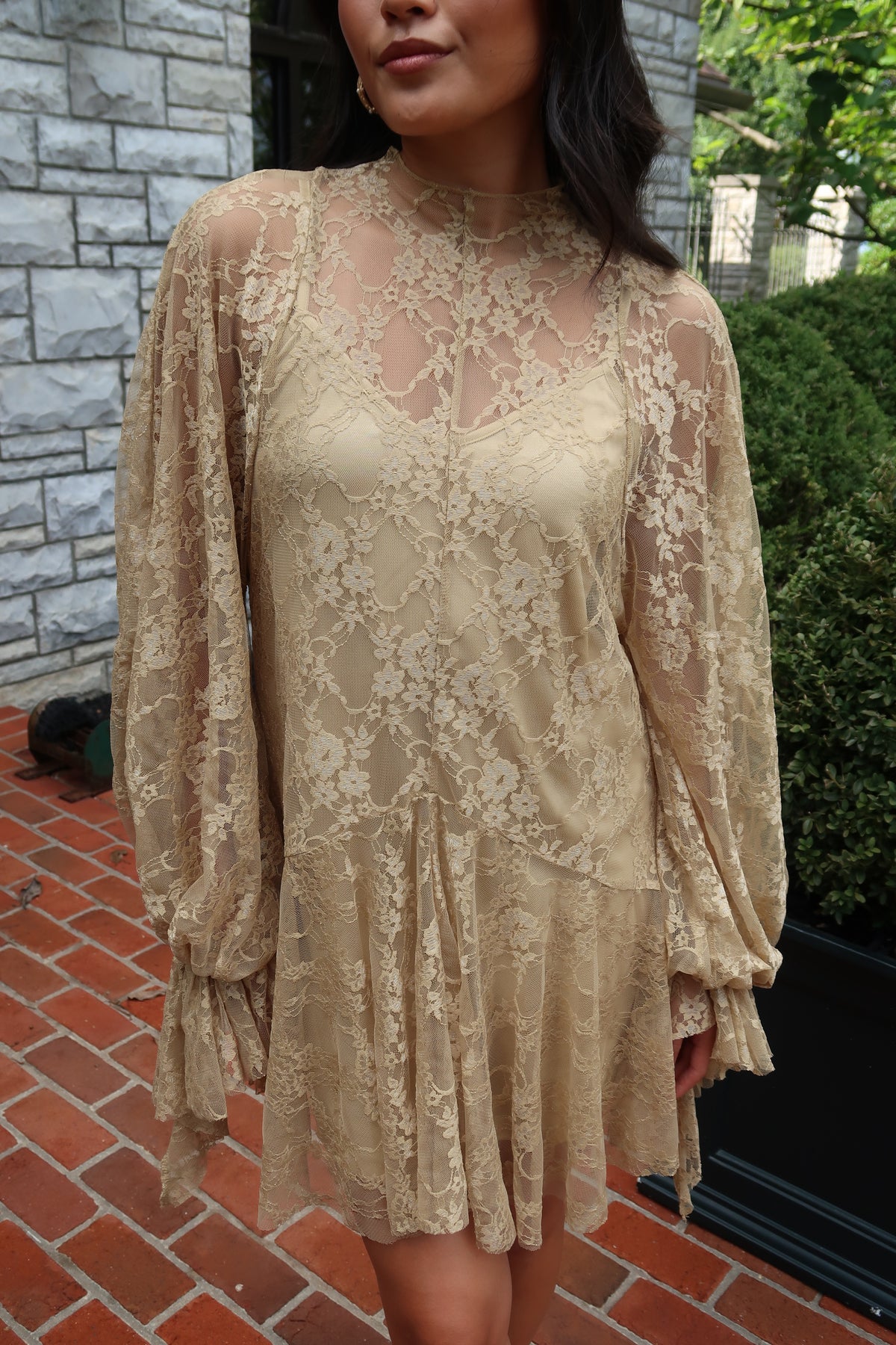 Emerson Lace Mini Dress | Moss Green